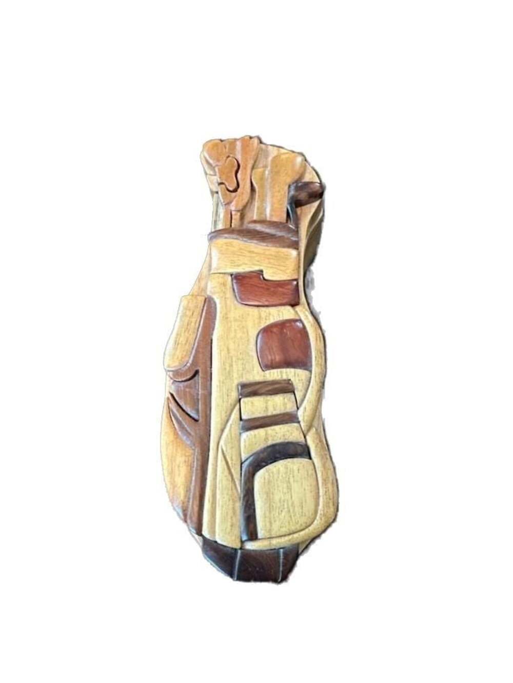 Handcrafted Wooden Golf Bag Secret Jewelry Puzzle Box